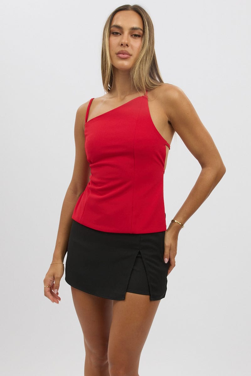 Red Tank Top Top Backless