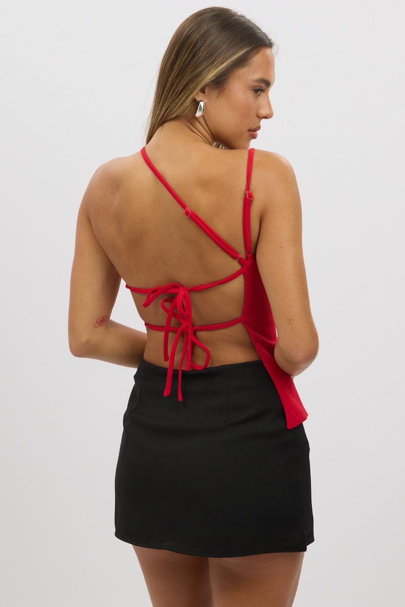 Red Tank Top Top Backless