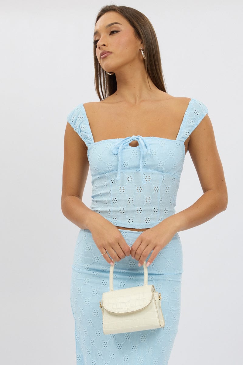 Blue Eyelet Top Sleeveless