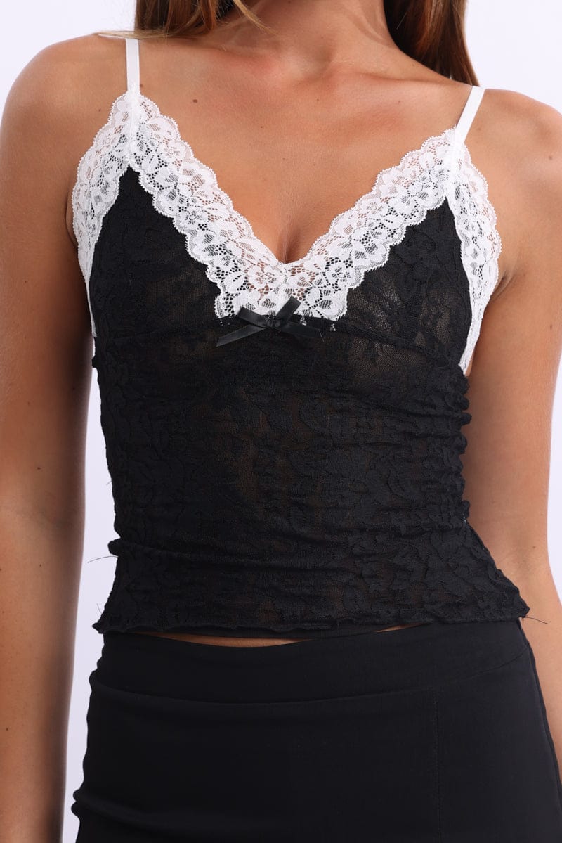Black Tank Top Top Lace