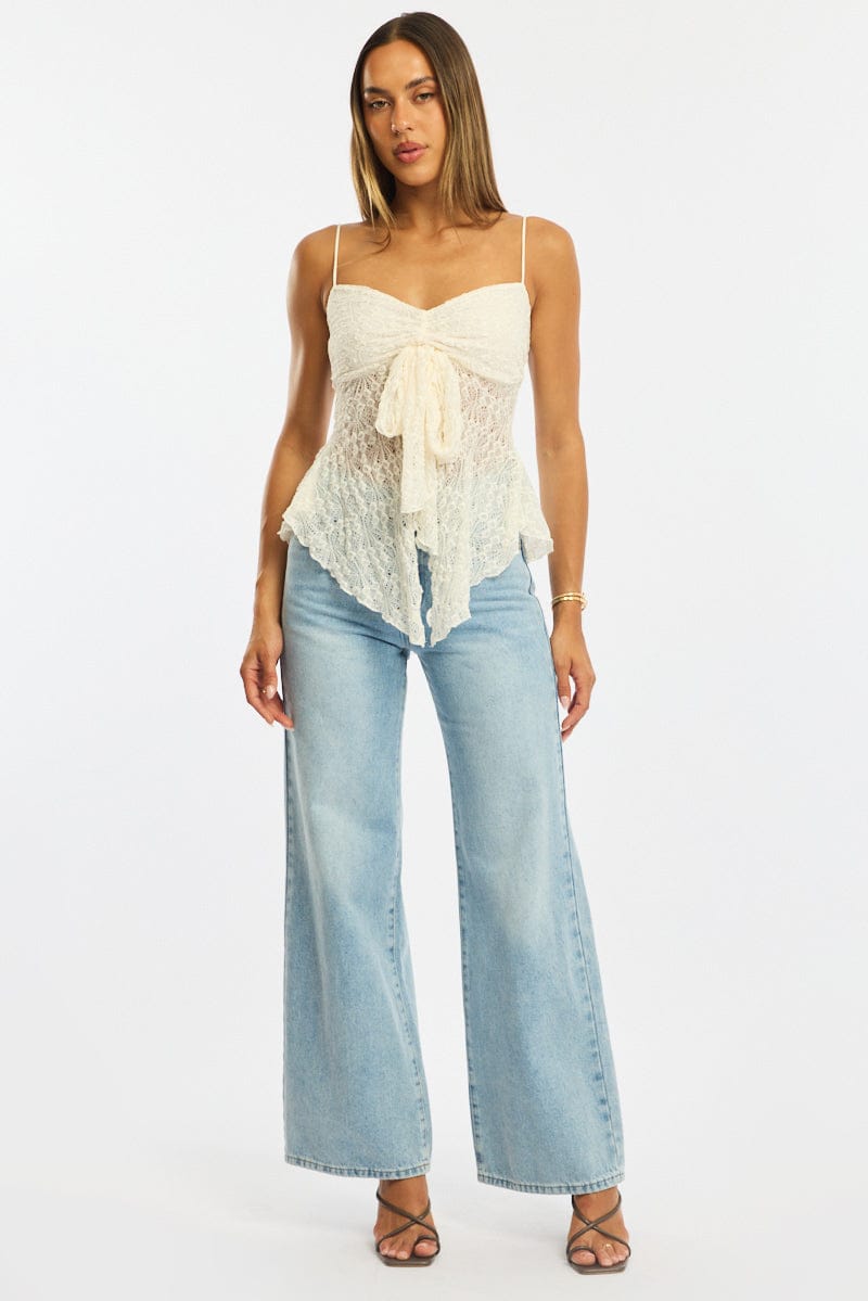 White Tank Top Top Lace