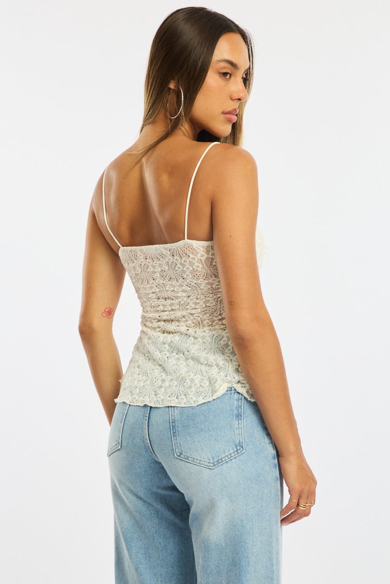 White Tank Top Top Lace
