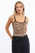 Brown Animal Print Tank Top Top