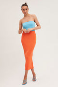 Orange Maxi Skirt Knit High Waist