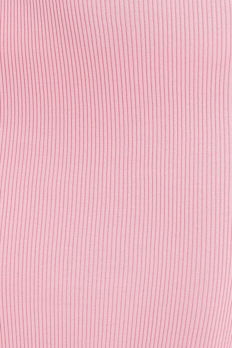 Pink Slit Knit Midi Skirt