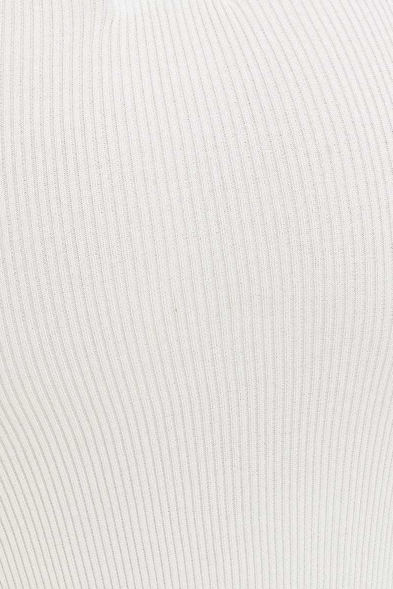 White Slit Knit Midi Skirt