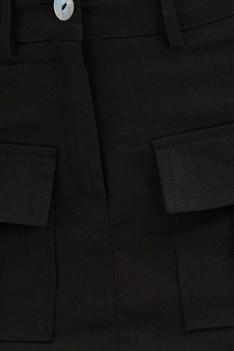 Black Mini Skirt High Rise Utility