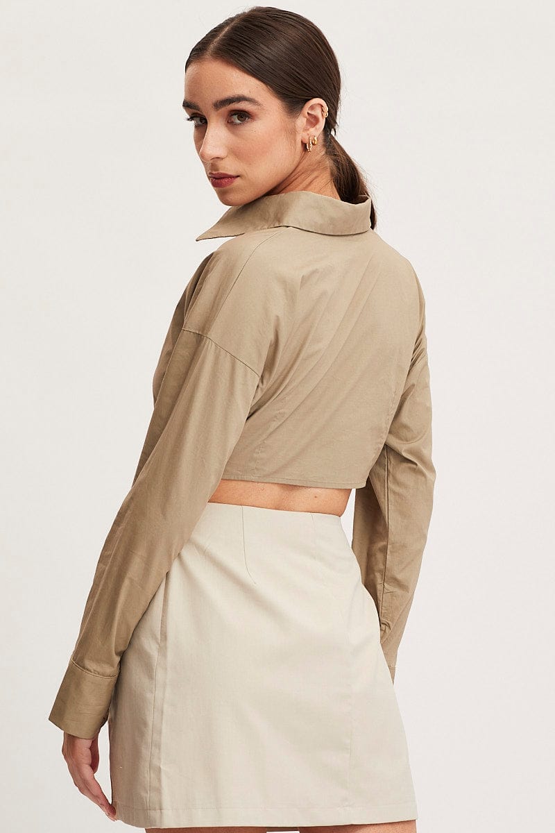Green Shirt Top Long Sleeve Collared