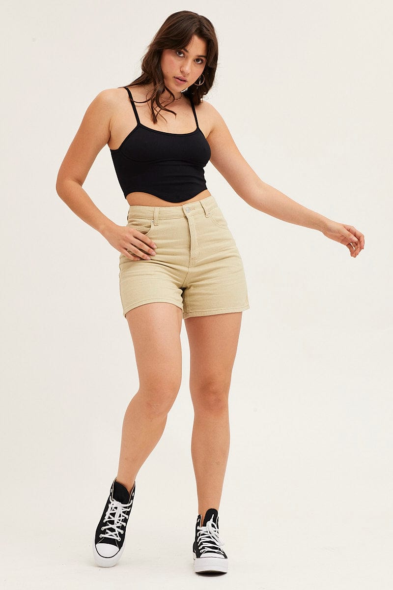 Black Seamless Corset Tank Top Top