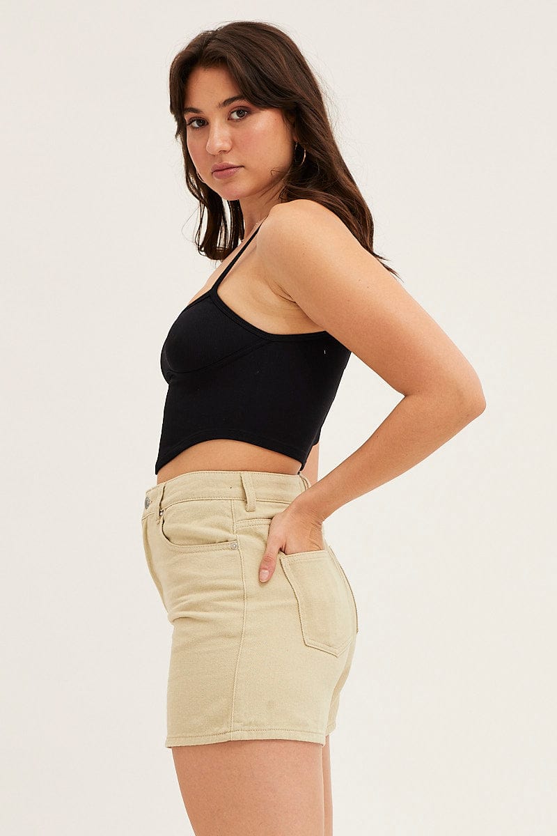 Black Seamless Corset Tank Top Top