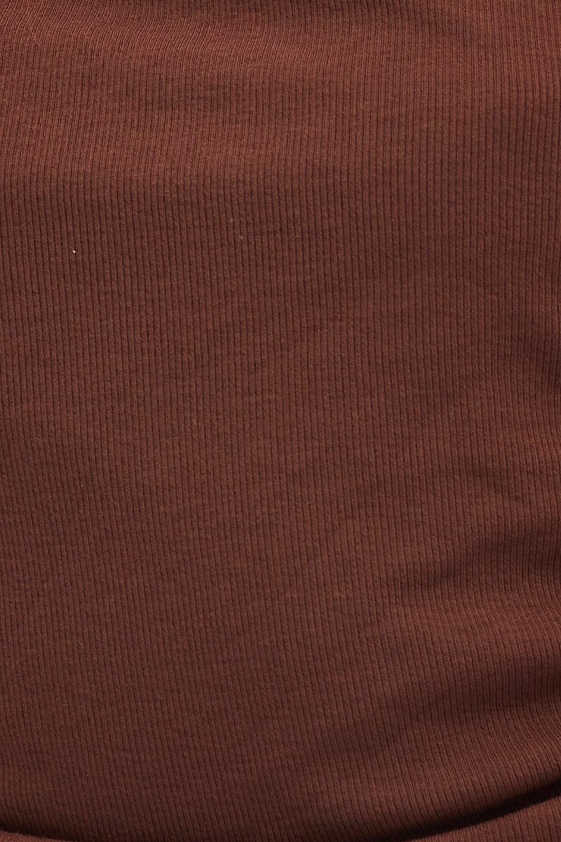 Brown Tank Top Top One Shoulder