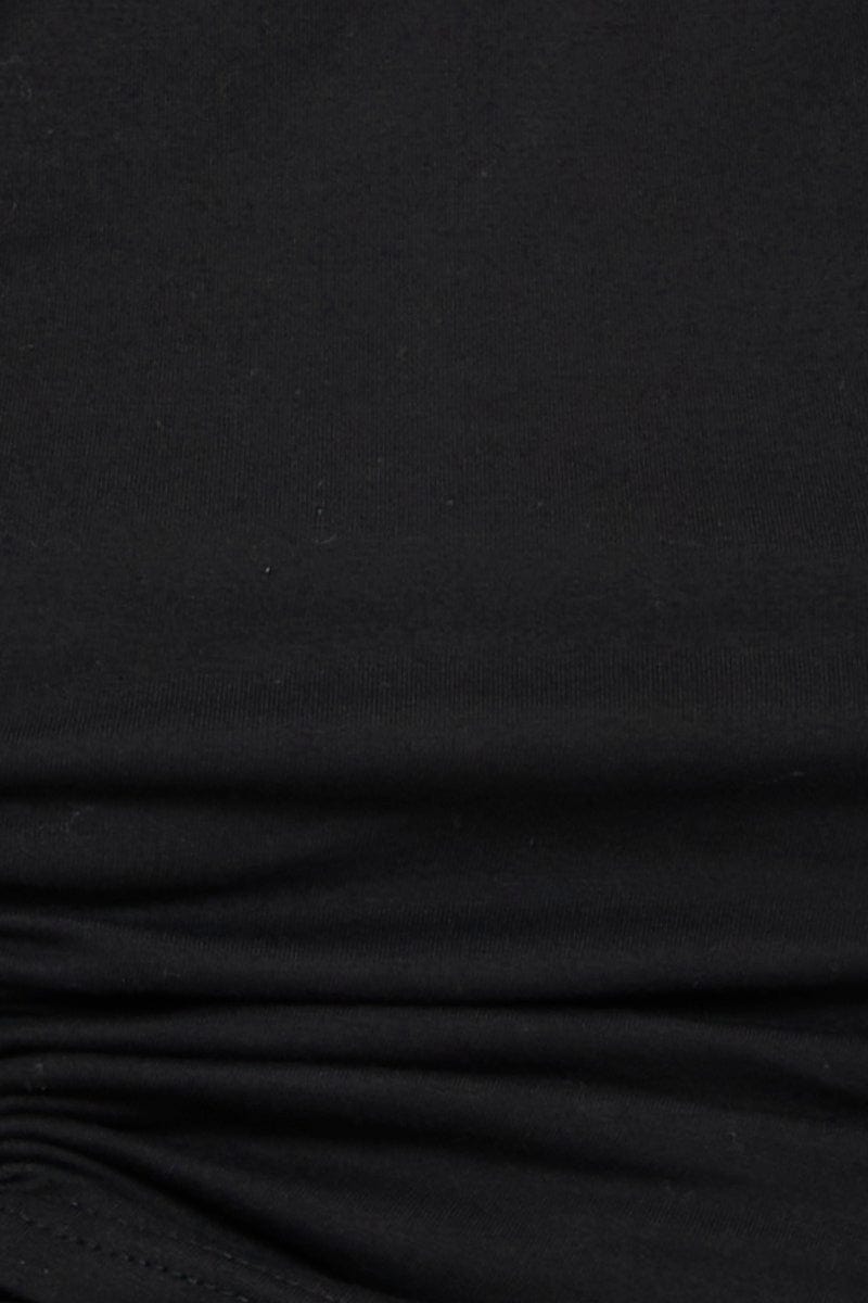 Black Crop Top Side Drawstring