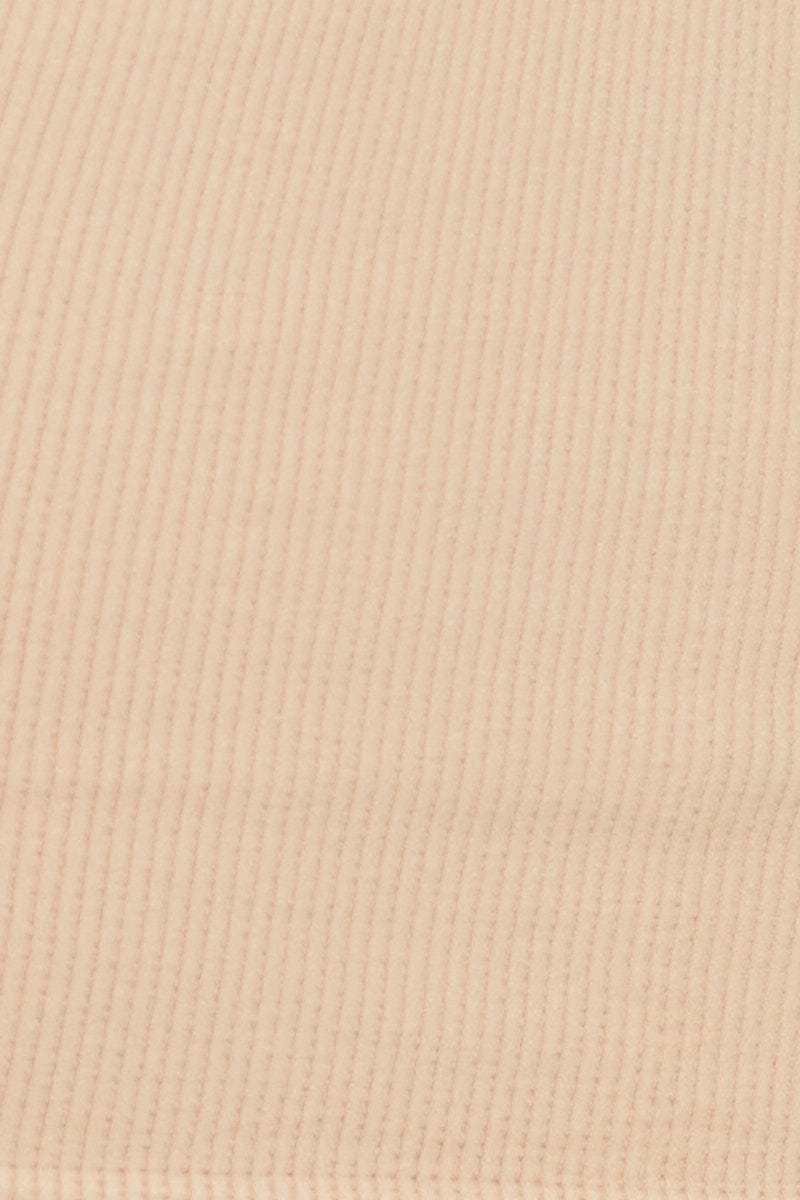 Beige Rib Top Seamless Crop