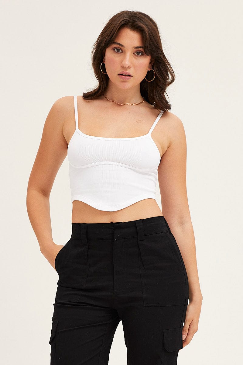 White Seamless Corset Tank Top Top