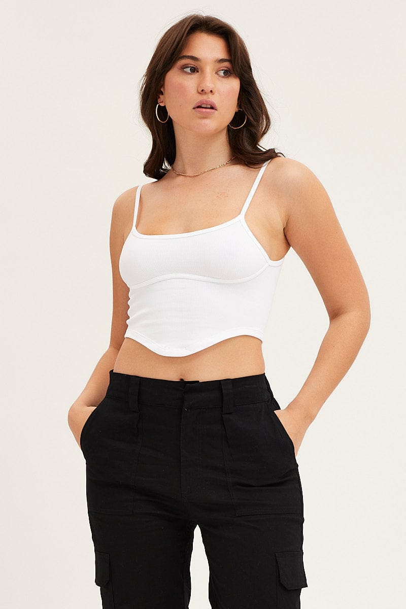 White Seamless Corset Tank Top Top