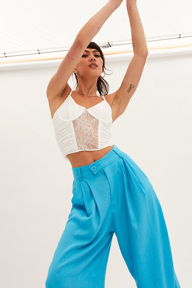 White Tank Top Sleeveless Sweetheart Crop Lace