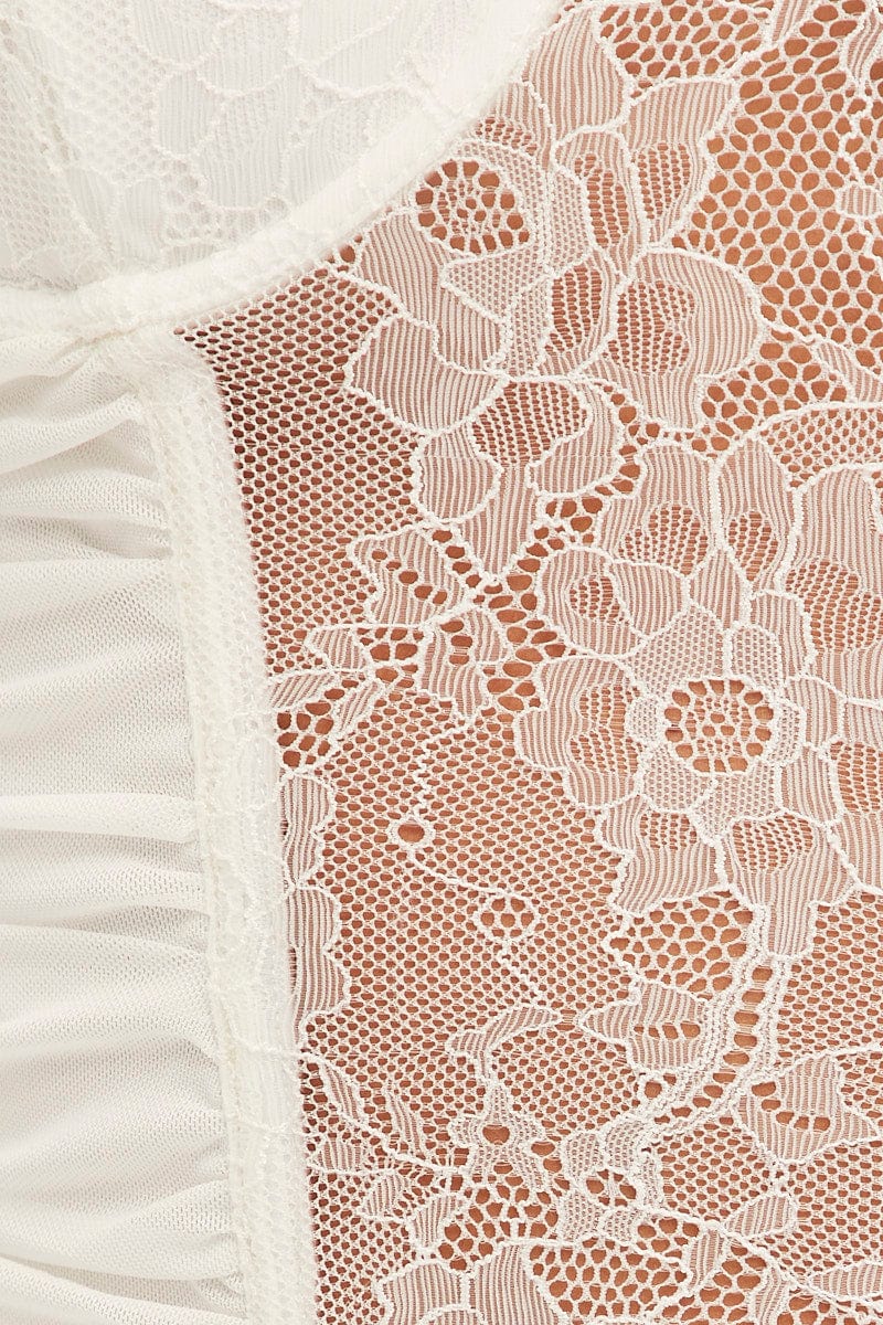 White Tank Top Sleeveless Sweetheart Crop Lace