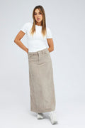 Grey Maxi Skirt High Rise A-Line Corduroy