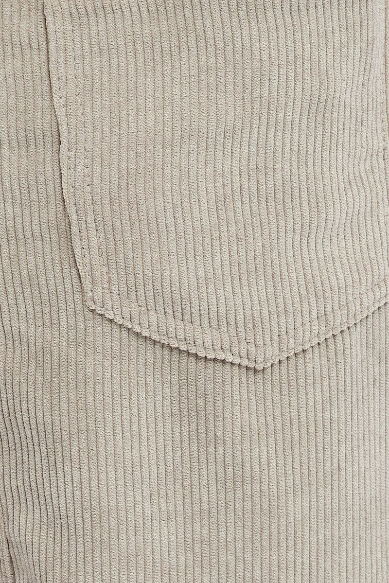 Grey Maxi Skirt High Rise A-Line Corduroy