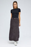Black Maxi Skirt High Rise A-Line Corduroy