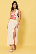 White Maxi Skirt Shirred Waist Relaxed Fit