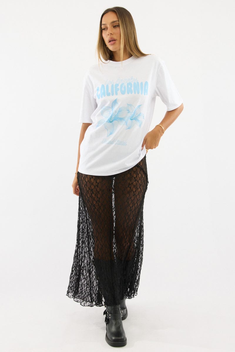 Black Lace Maxi Skirt High Rise