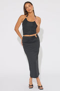 Black Hardware Buckle Maxi Skirt