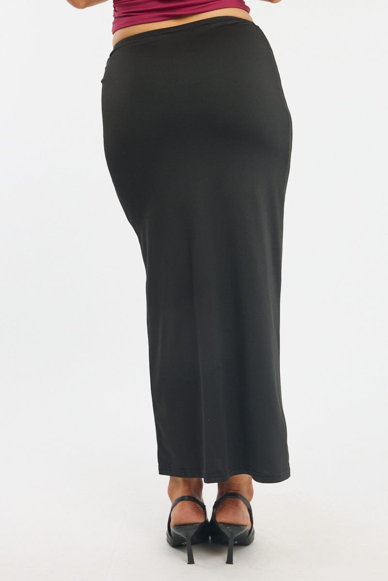 Black Hardware Buckle Maxi Skirt