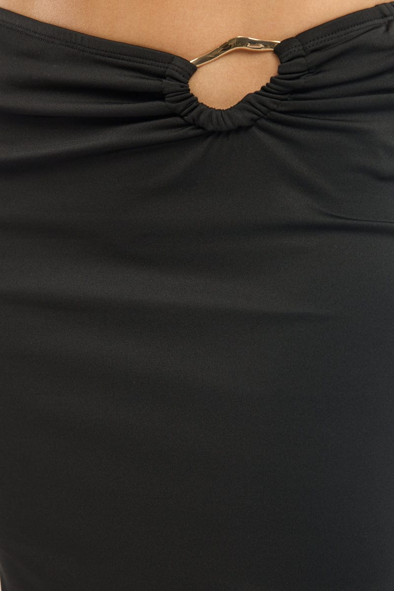 Black Hardware Buckle Maxi Skirt