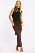 Brown Hardware Maxi Skirt Mid Rise Side Split