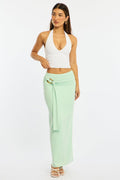Green Hardware Maxi Skirt Mid Rise Side Split