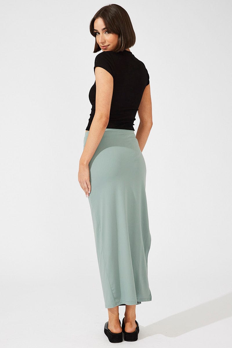 Green Supersoft Maxi Skirt Side Split