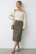 Grey Cargo Skirt Mid Rise Contrast Utility