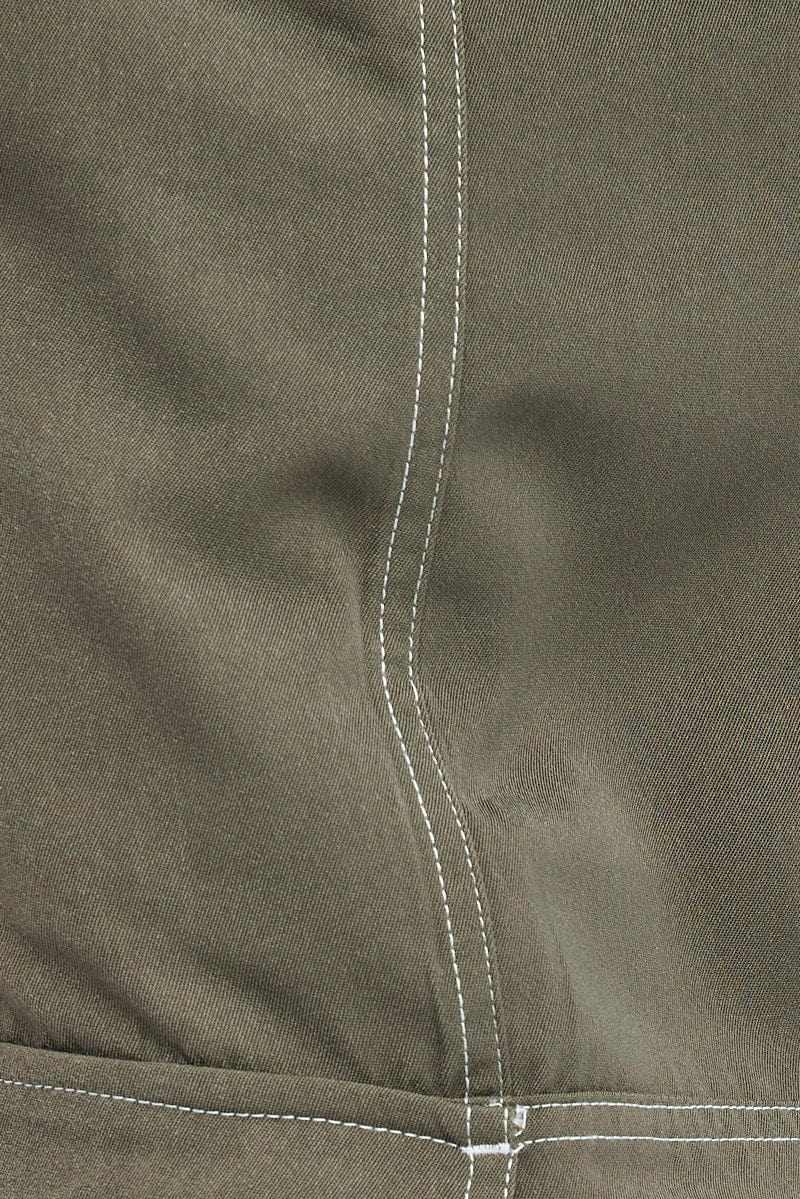 Grey Cargo Skirt Mid Rise Contrast Utility