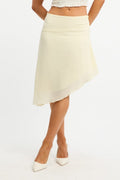 Yellow Scarf Hem Skirt Midi Asymmetric