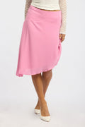 Pink Scarf Hem Skirt Midi Asymmetric