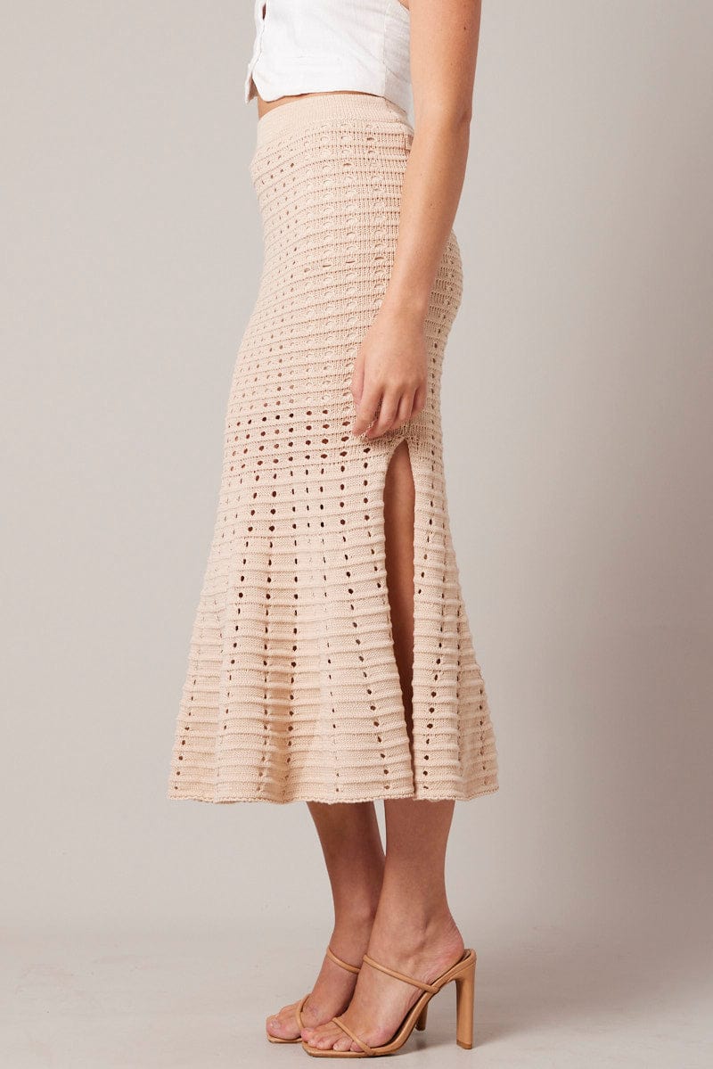 Beige Knit Skirt Crochet