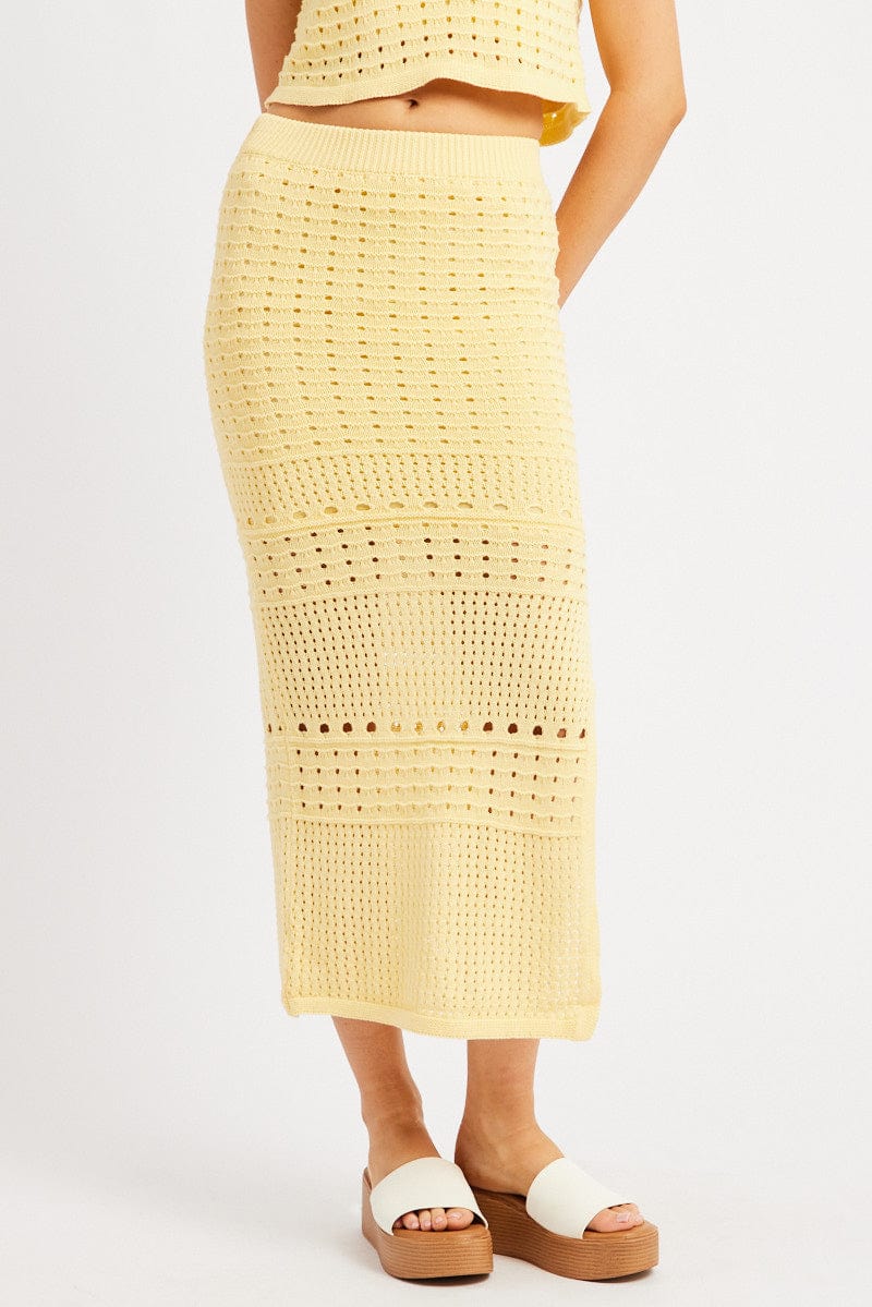 Yellow Crochet Skirt High Rise Maxi