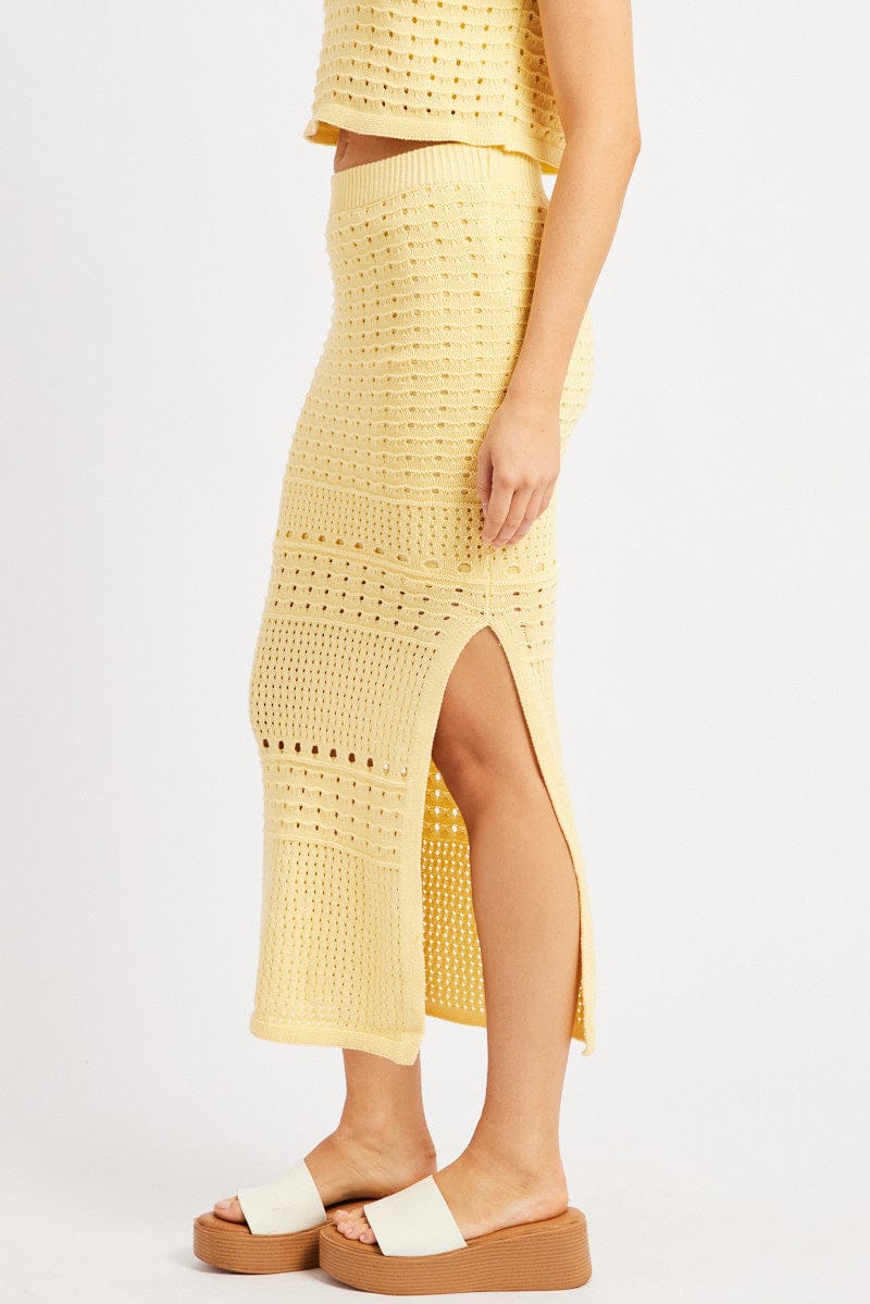 Yellow Crochet Skirt High Rise Maxi