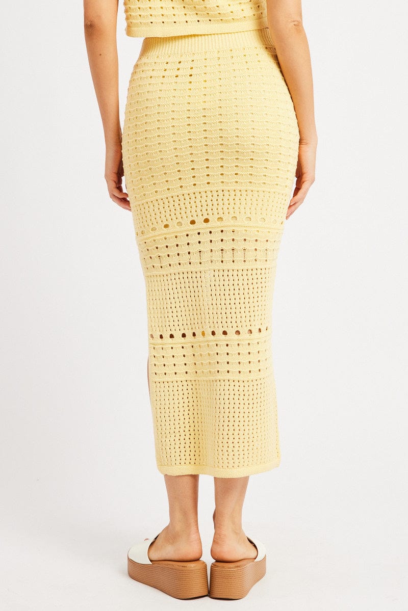 Yellow Crochet Skirt High Rise Maxi