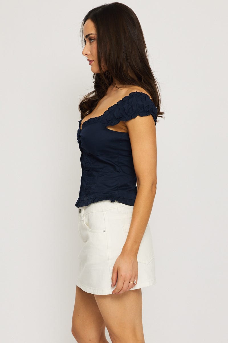 White Mini Skirt Mid Rise Regular Fit