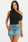 Denim Mini Skirt Mid Rise Regular Fit