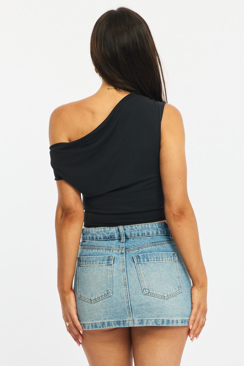 Denim Mini Skirt Mid Rise Regular Fit