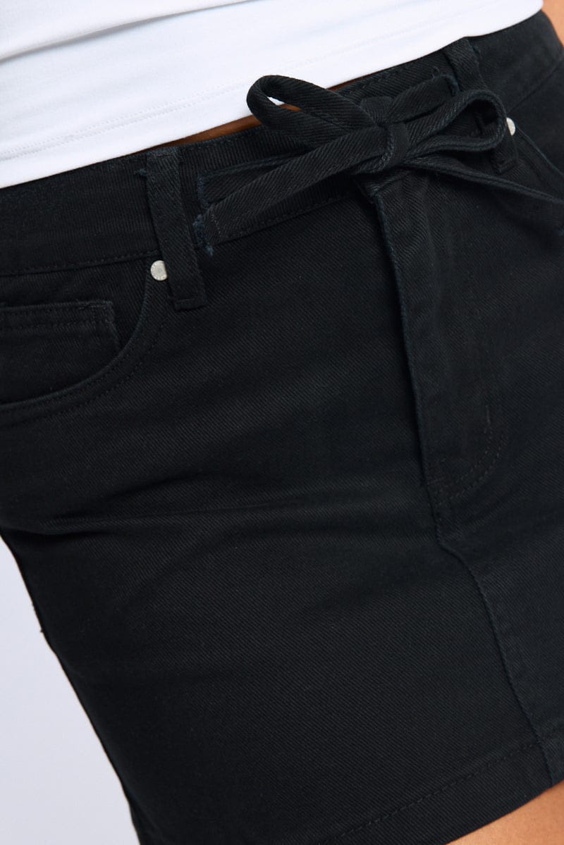Black Mini Skirt Mid Rise Regular Fit With