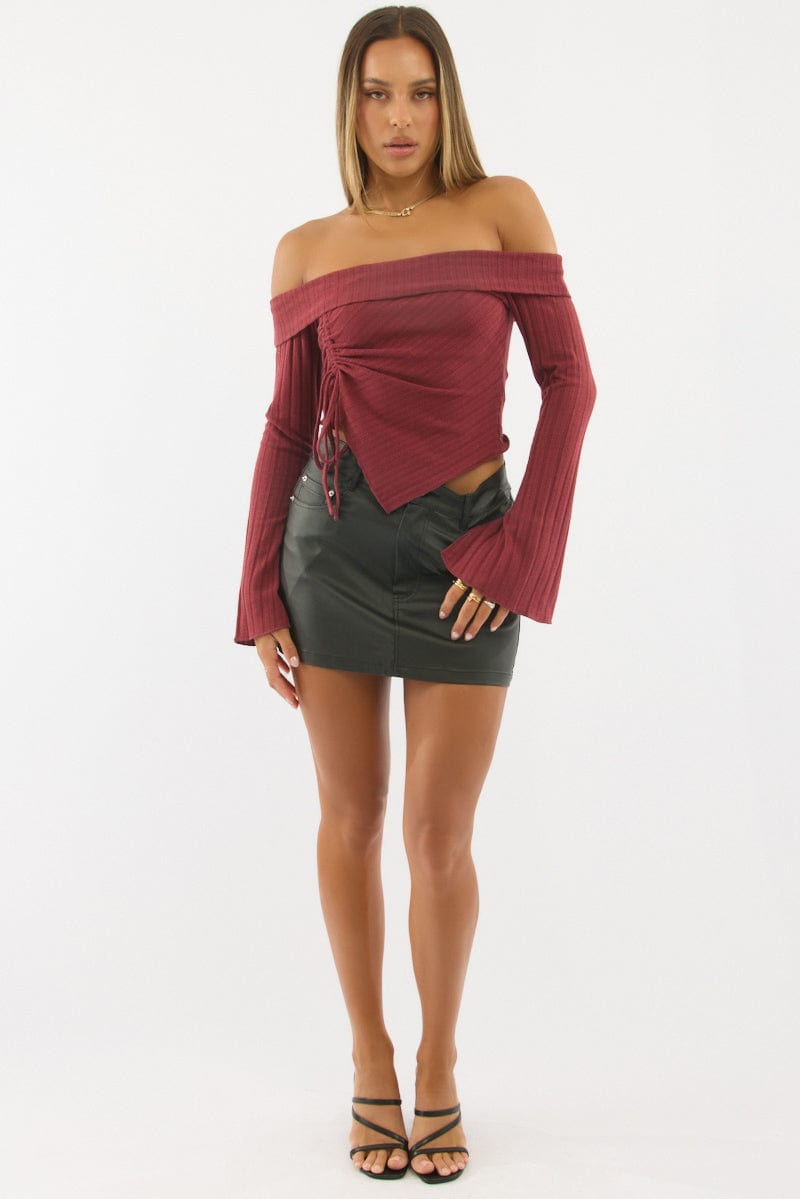 Black Mini Skirt Mid Rise Regular Fit Coated