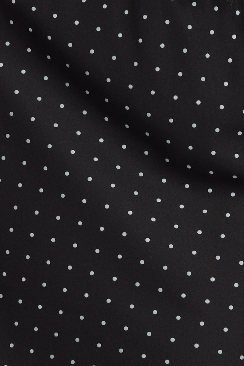 Black Polka Dot Mini Slip Skirt Elastic Waist