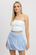 Blue Stripe Bubble Skirt High Rise Rib Waist