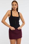 Red Mini Skort Skirt High Rise Pocket Tailored