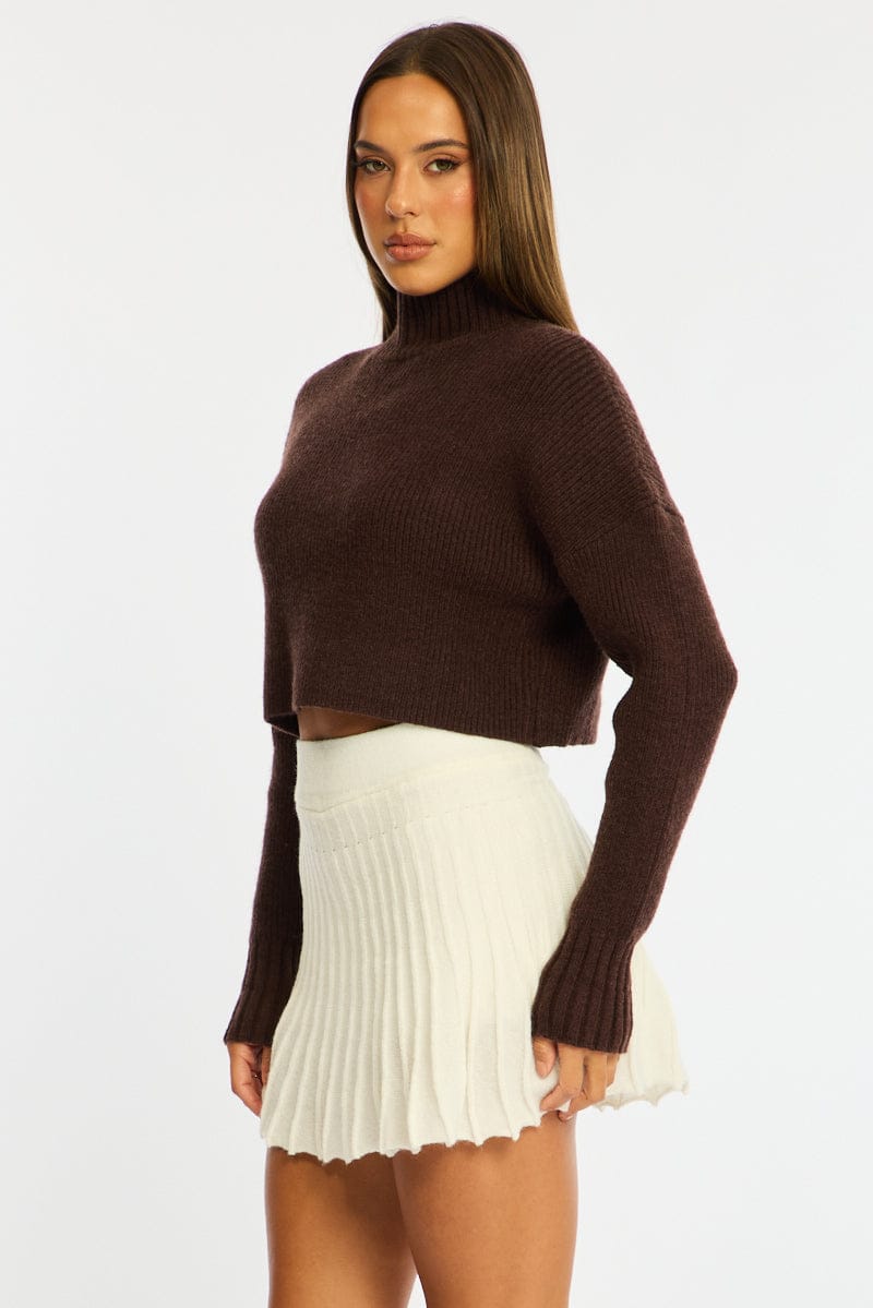 White Knit Skort Skirt High Waisted Shorts Pleated