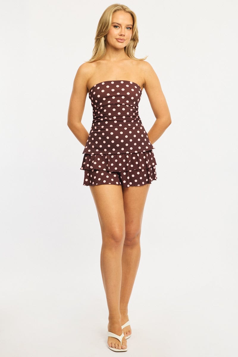 Red Polka Dot Skinny Fit Skater Skirt